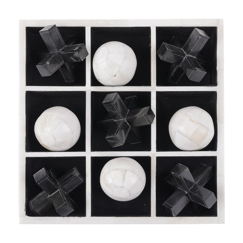 Farnham Off White and Black Bone Horn Inlay Noughts and Crosses