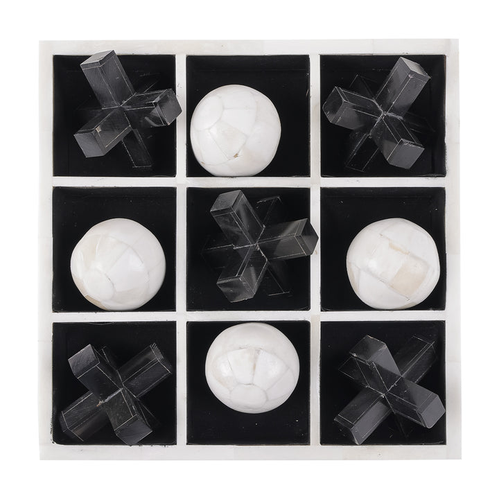 Farnham Off White and Black Bone Horn Inlay Noughts and Crosses
