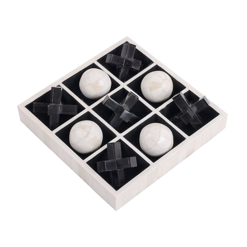 Farnham Off White and Black Bone Horn Inlay Noughts and Crosses