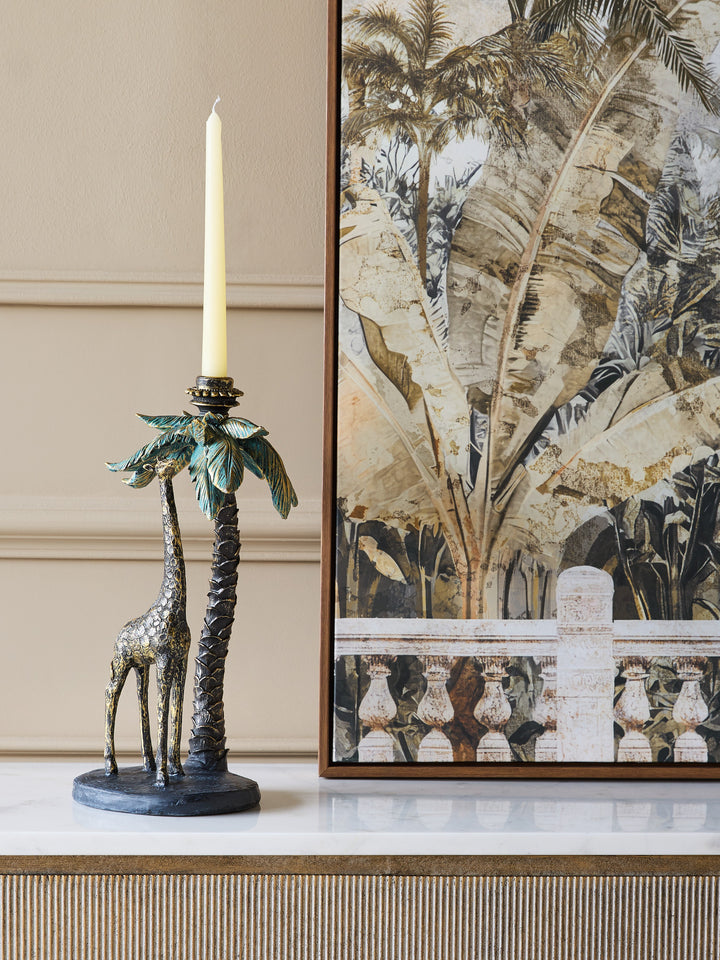 Palm Candle Stick with Giraffe