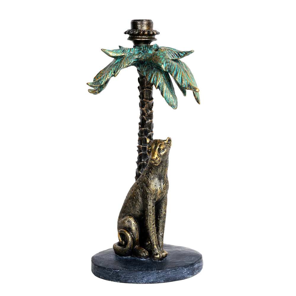 Palm Candle Stick with Leopard