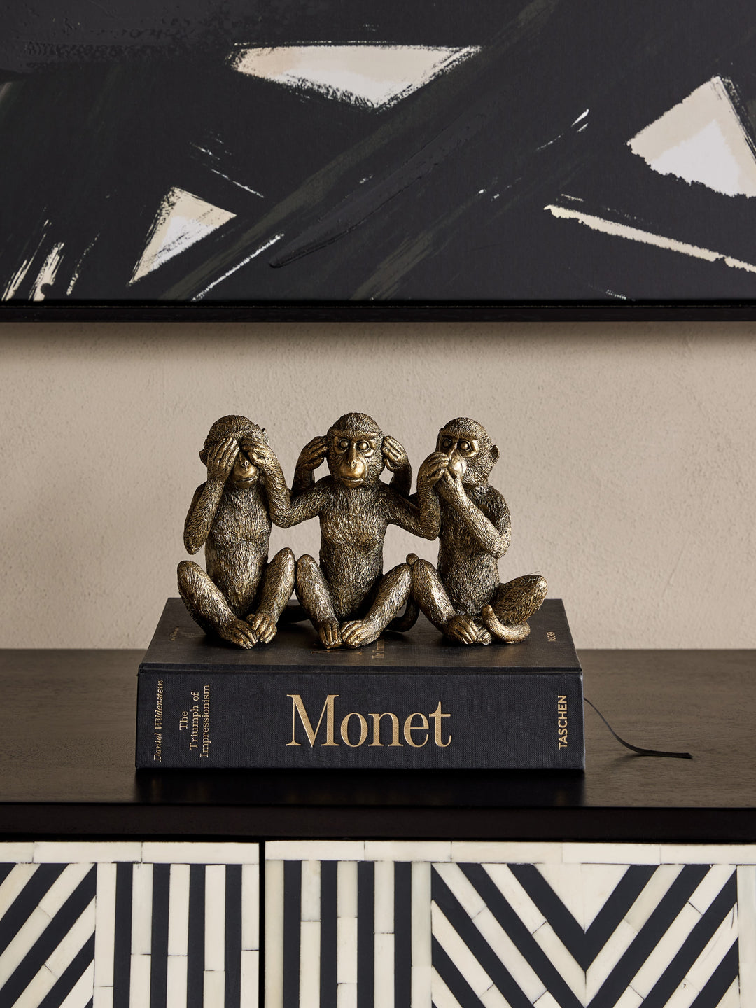 Three Wise Monkeys Antique Gold