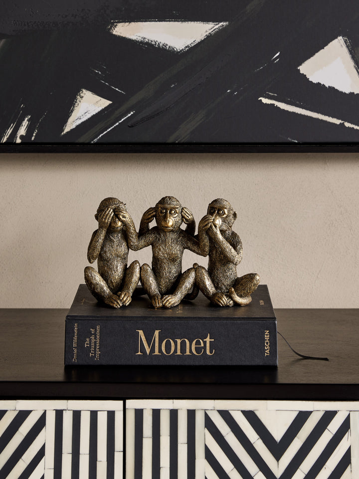 Three Wise Monkeys Antique Gold