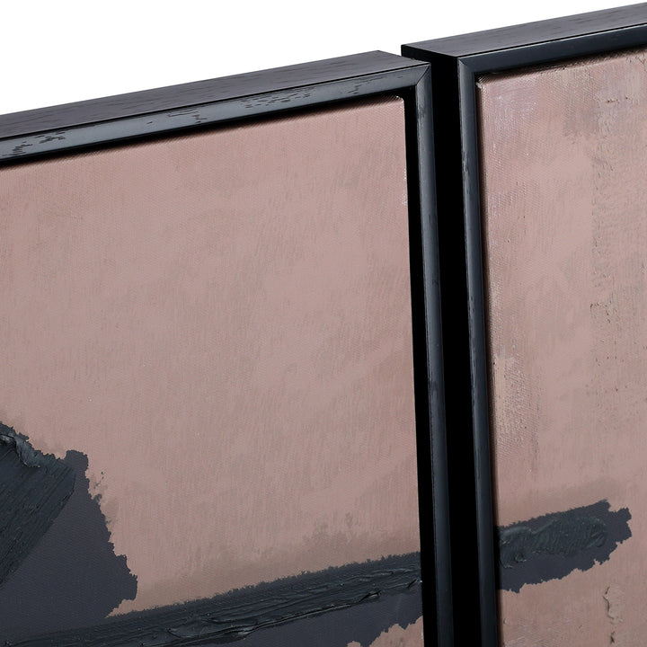 Impasto Brushstrokes Taupe Set of 2 Framed Canvas Wall Art 160x120cm