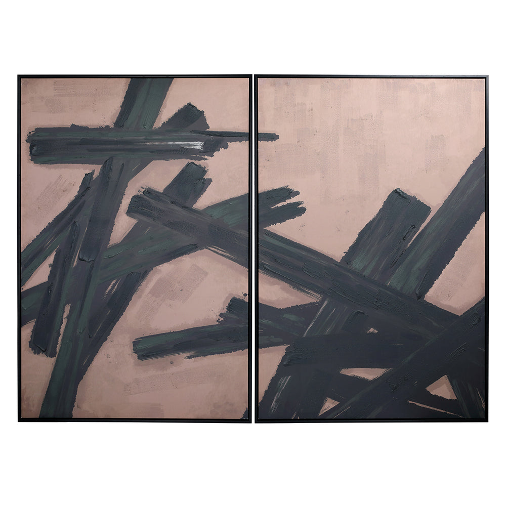 Impasto Brushstrokes Taupe Set of 2 Framed Canvas Wall Art 160x120cm
