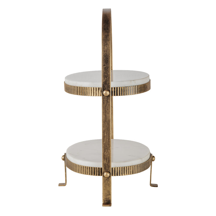 Belvedere Aged Gold Oval Two Tiered Stand