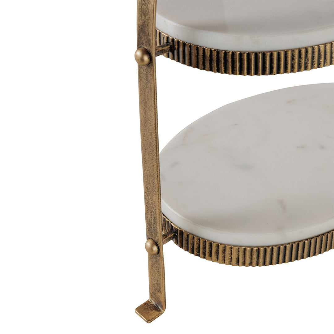 Belvedere Aged Gold Oval Two Tiered Stand