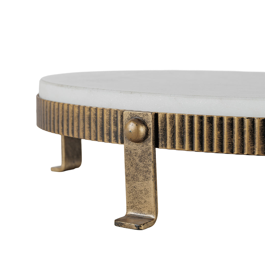 Belvedere Aged Gold Oval One Tiered Stand