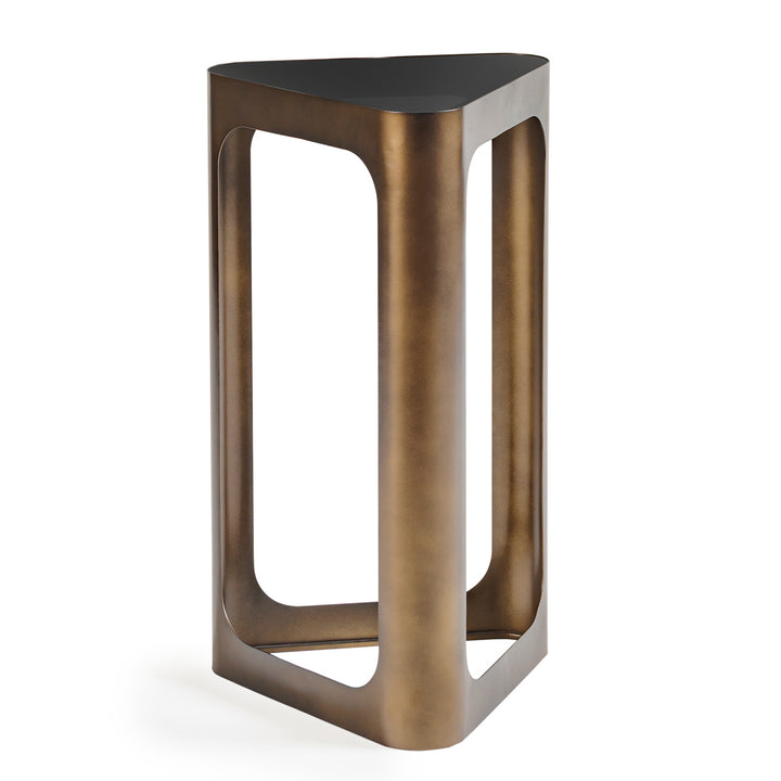 Thorpe Triangular Accent Table Black Tinted Glass