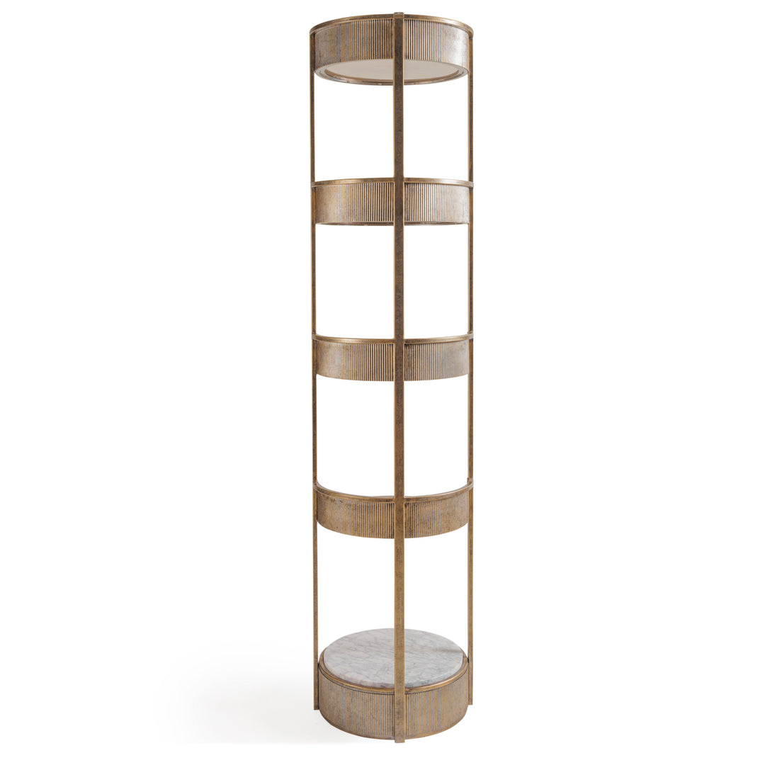 Belvedere Aged Gold Round Shelving Unit