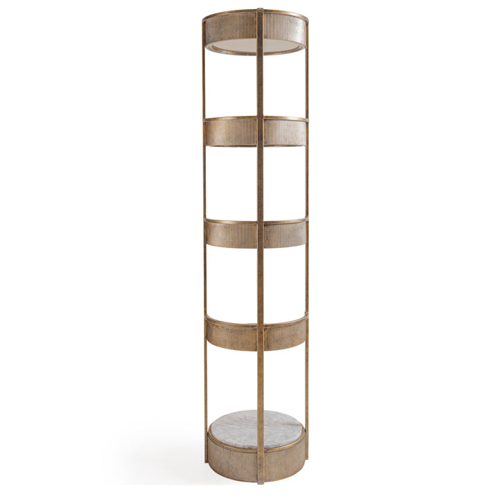 Belvedere Aged Gold Round Shelving Unit