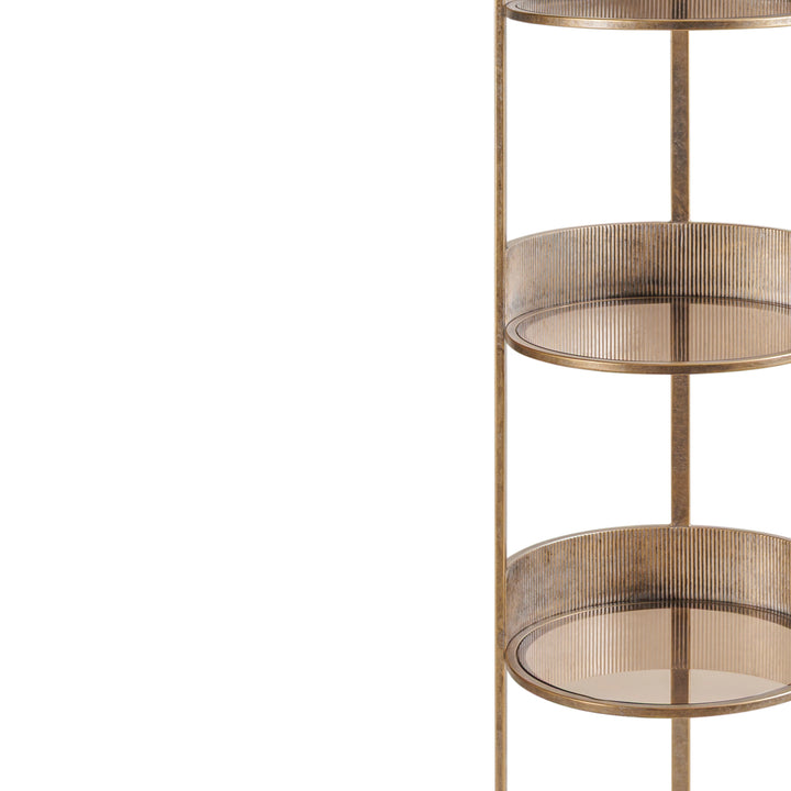 Belvedere Aged Gold Round Shelving Unit
