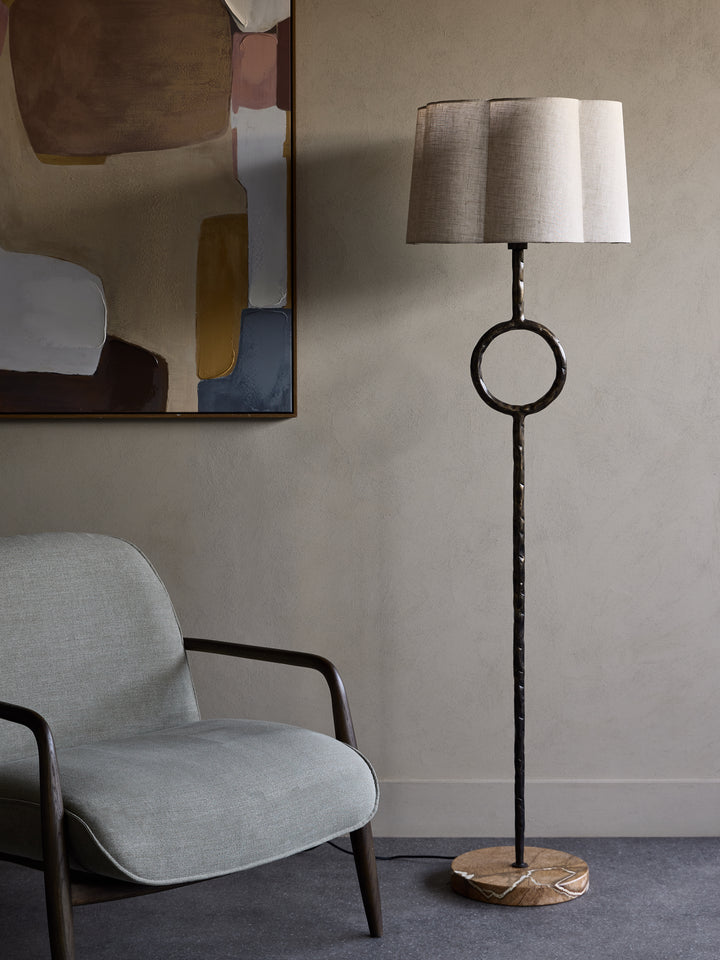 Rutland Floor Lamp with Plain Linen  Shade