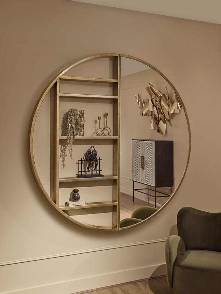 Belvedere Aged Gold Shelving Mirror Large