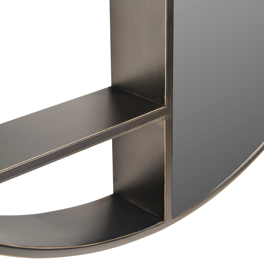 Belvedere Black Shelving Mirror Small