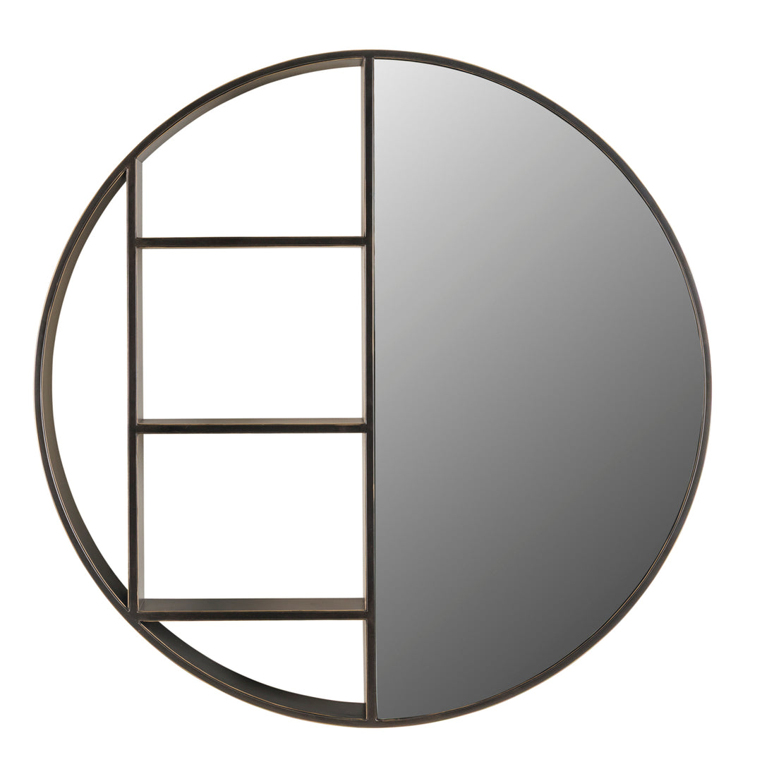 Belvedere Black Shelving Mirror Small