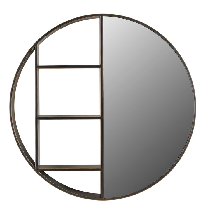 Belvedere Black Shelving Mirror Small