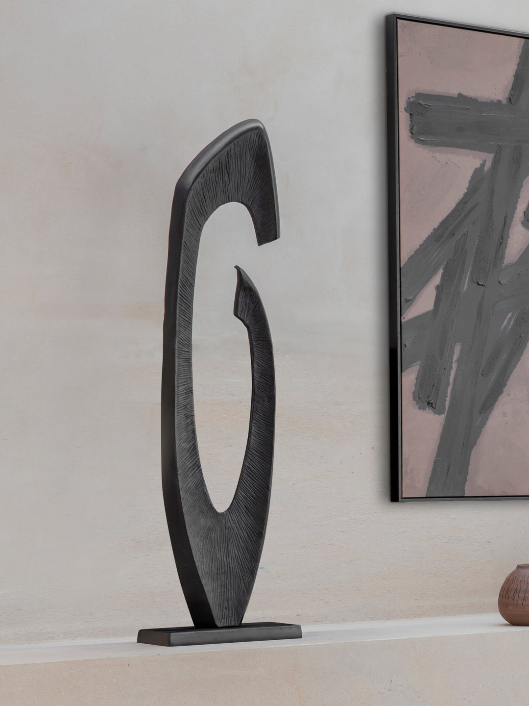 Axis Black Aluminium Sculpture 117cm