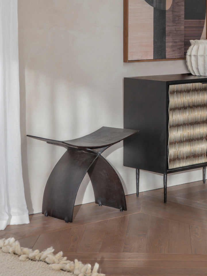 Noir Crescent Iron Stool