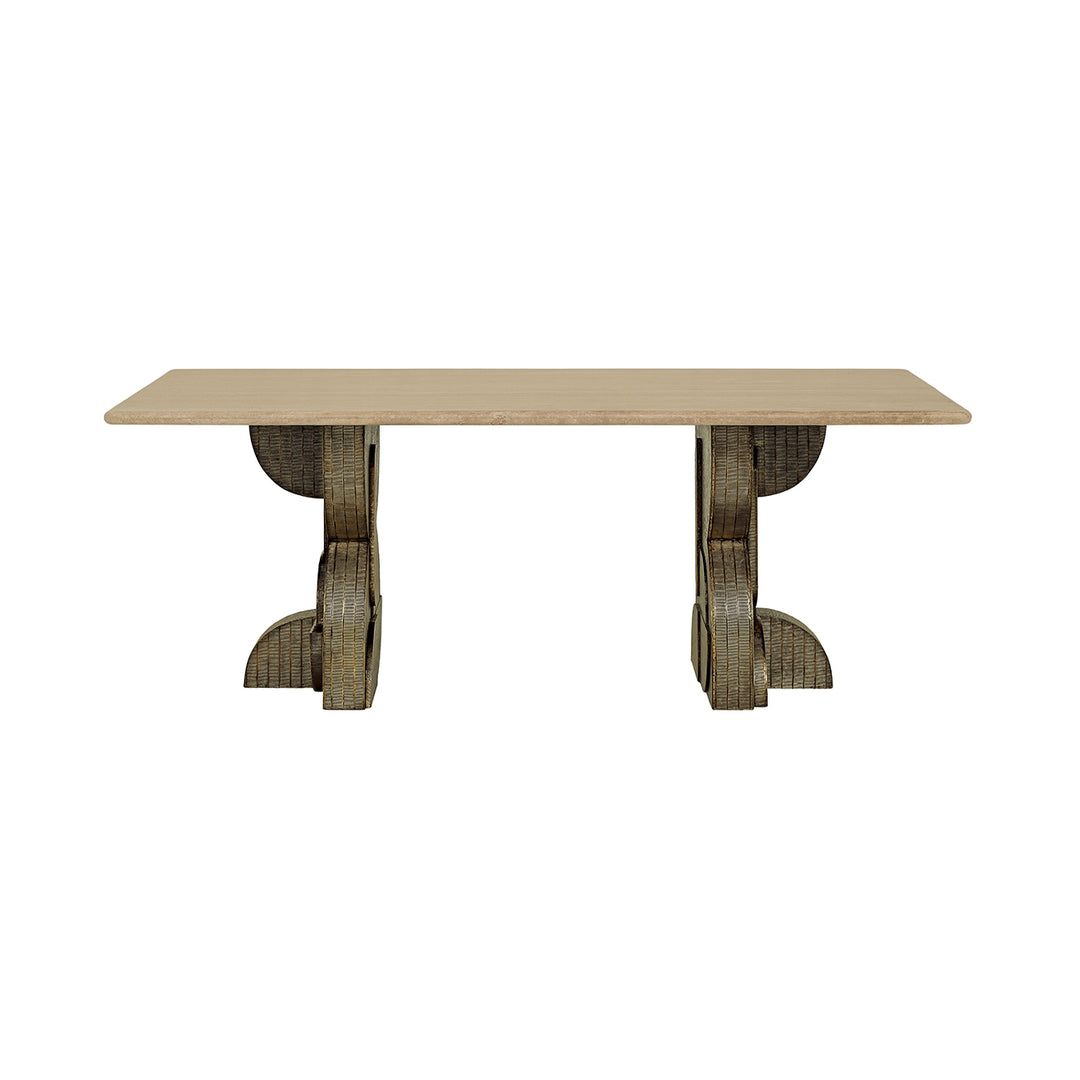 Kelsie Travertine Dining Table