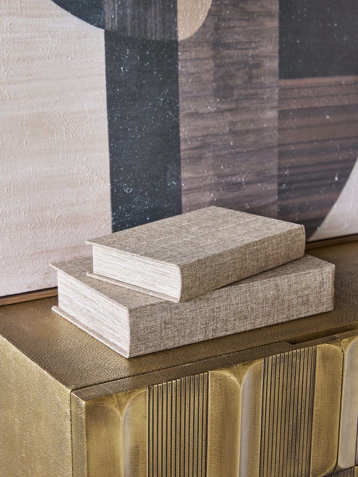 Beige Set of 2 Book Boxes