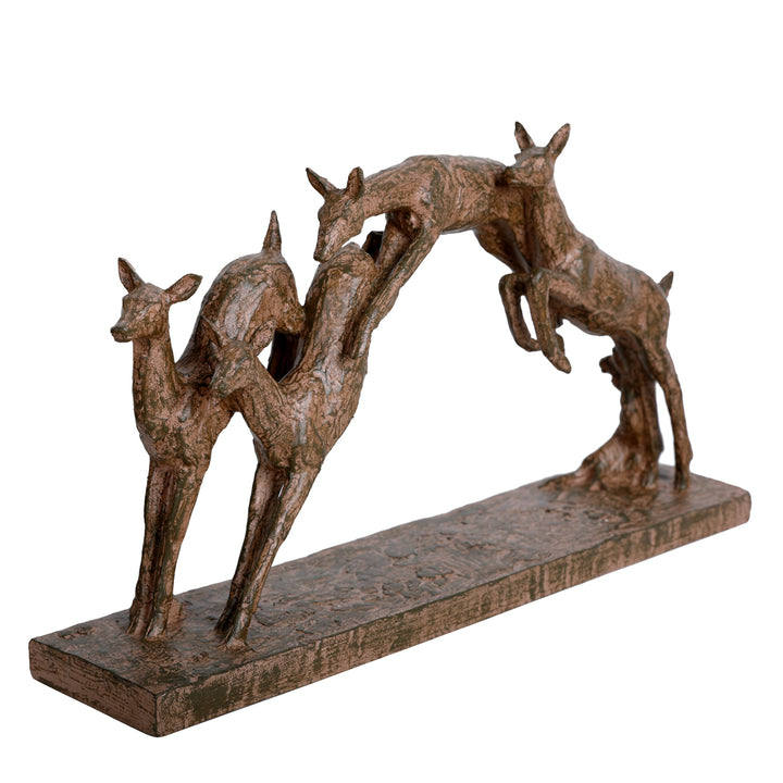 Rustic Woodland Leaping Fawns