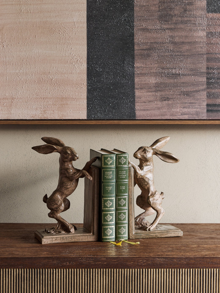 Hurrell Rustic Standing Hare Bookends