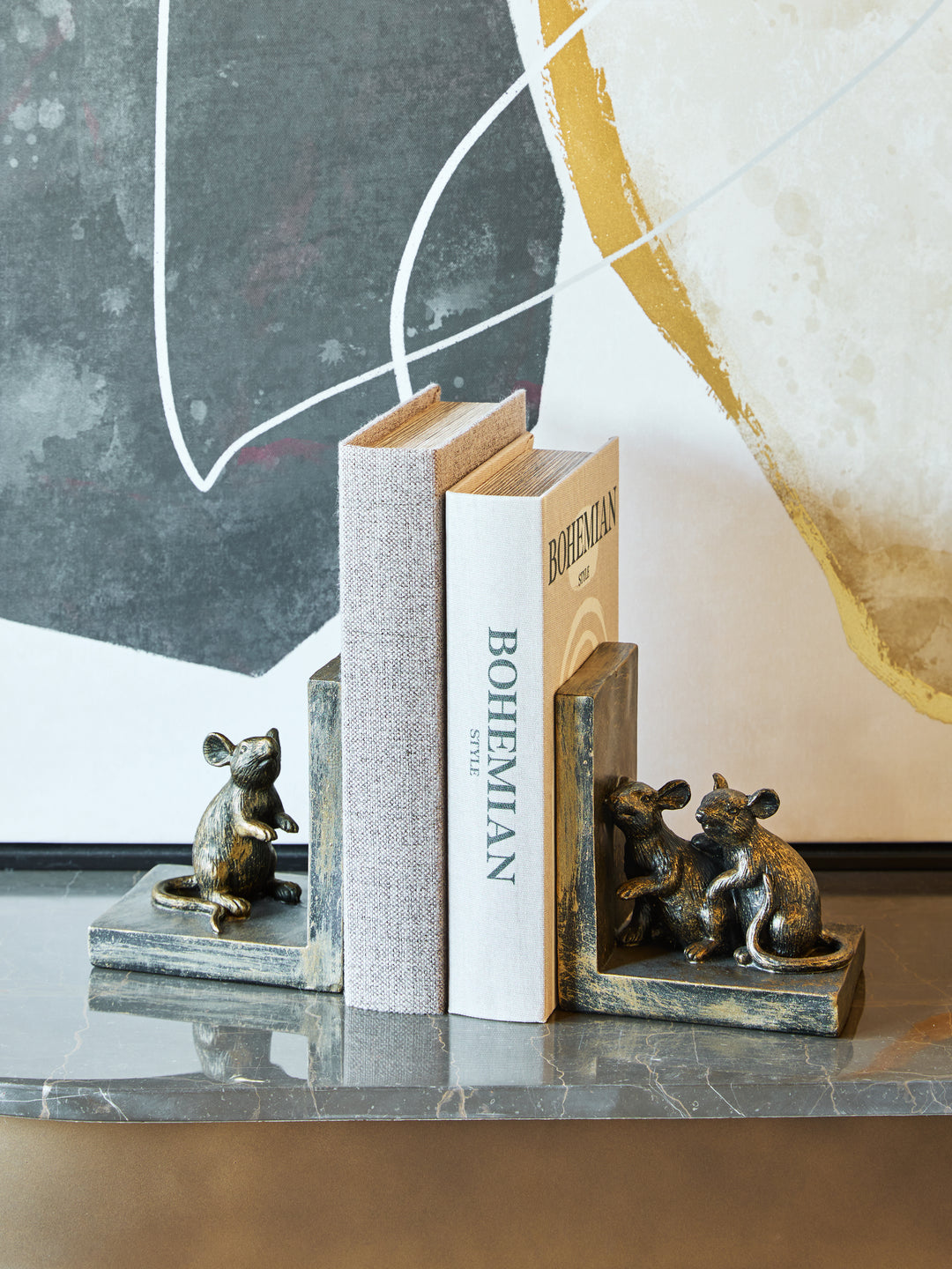 Pallino Antique Gold Mouse Bookends