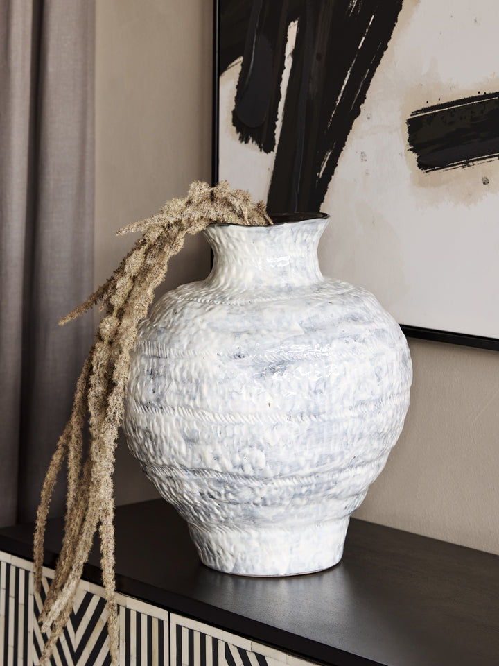 Lunel White Glazed Vase Large