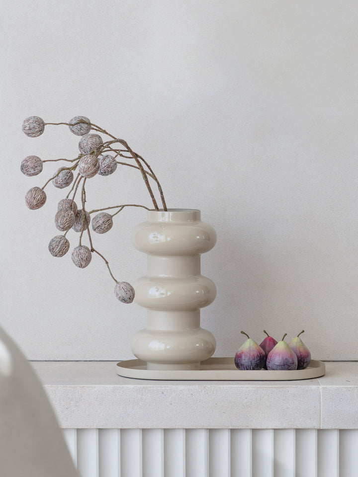 Ovolo Iron Enamel Beige Tray Large