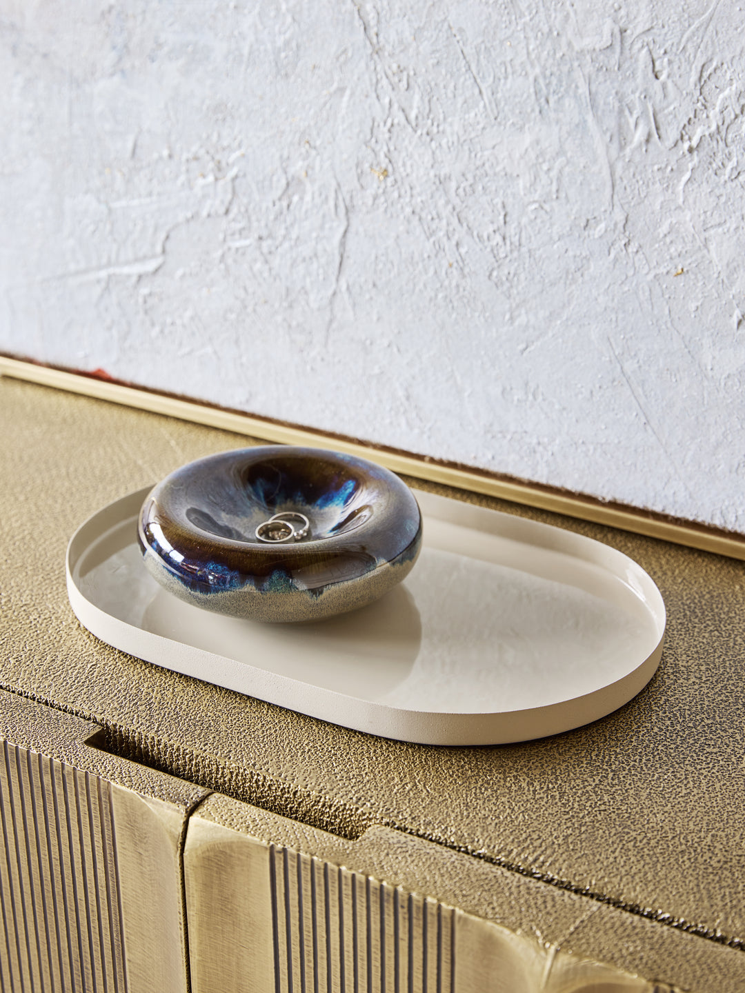 Ovolo Iron Enamel Beige Tray Small
