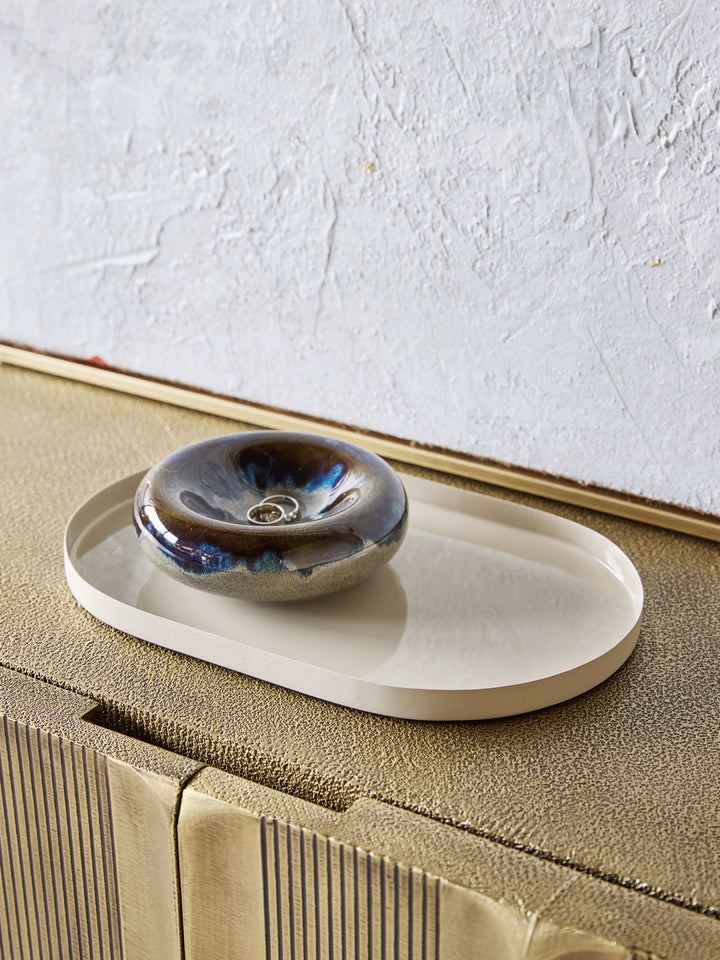 Ovolo Iron Enamel Beige Tray Small