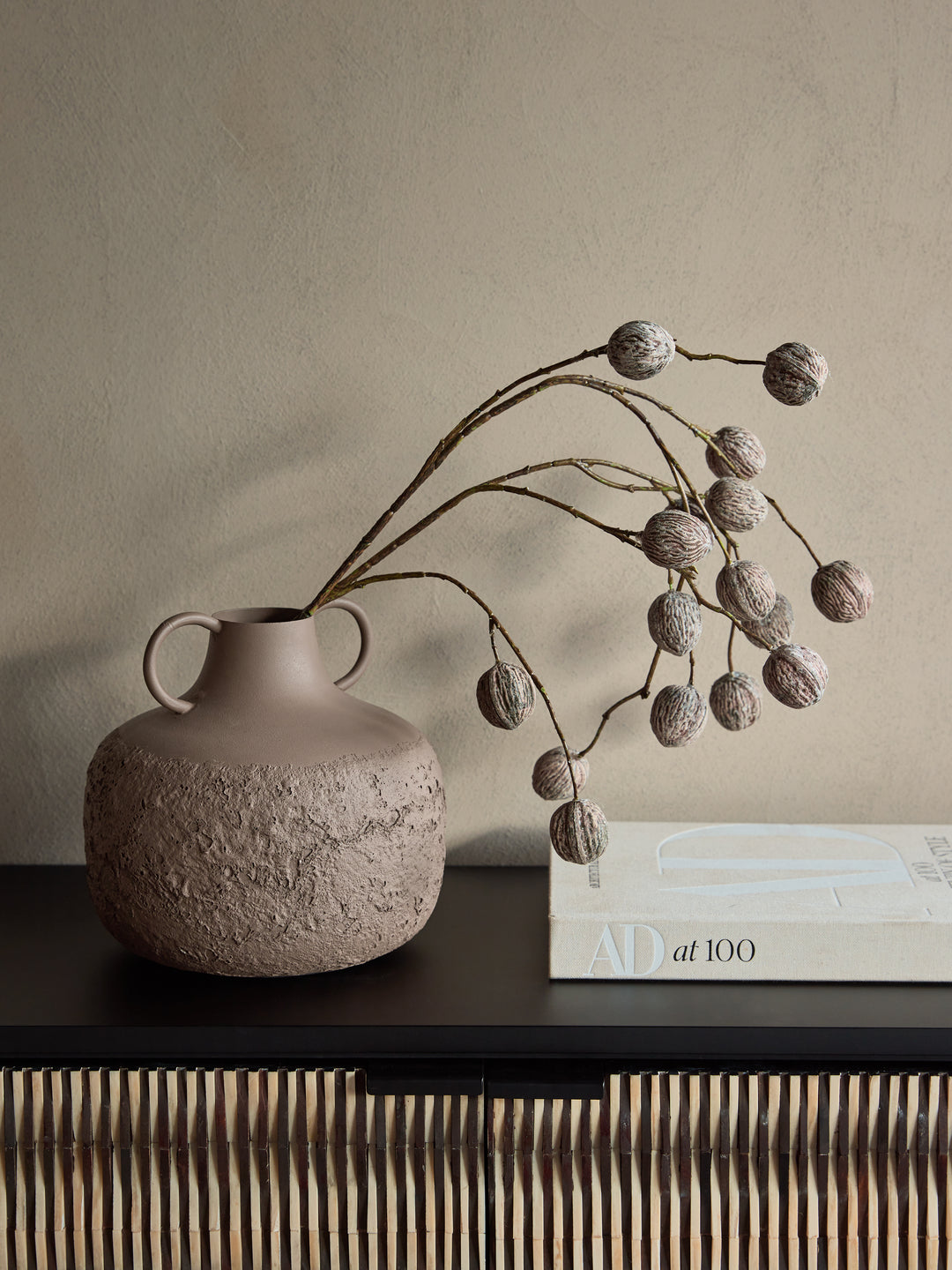 Alora Brown Textured Metal Vase Large