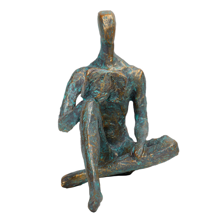 Reading Man Verdigris Sculpture