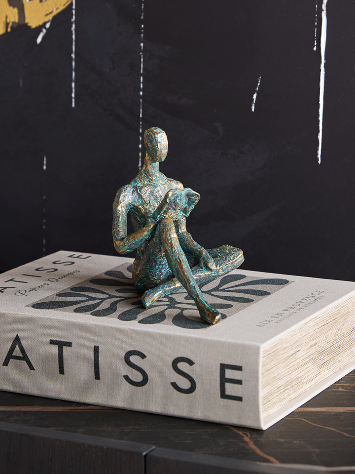Reading Man Verdigris Sculpture