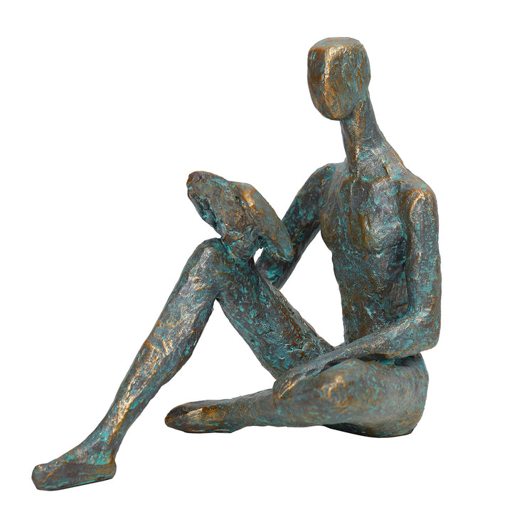 Reading Man Verdigris Sculpture