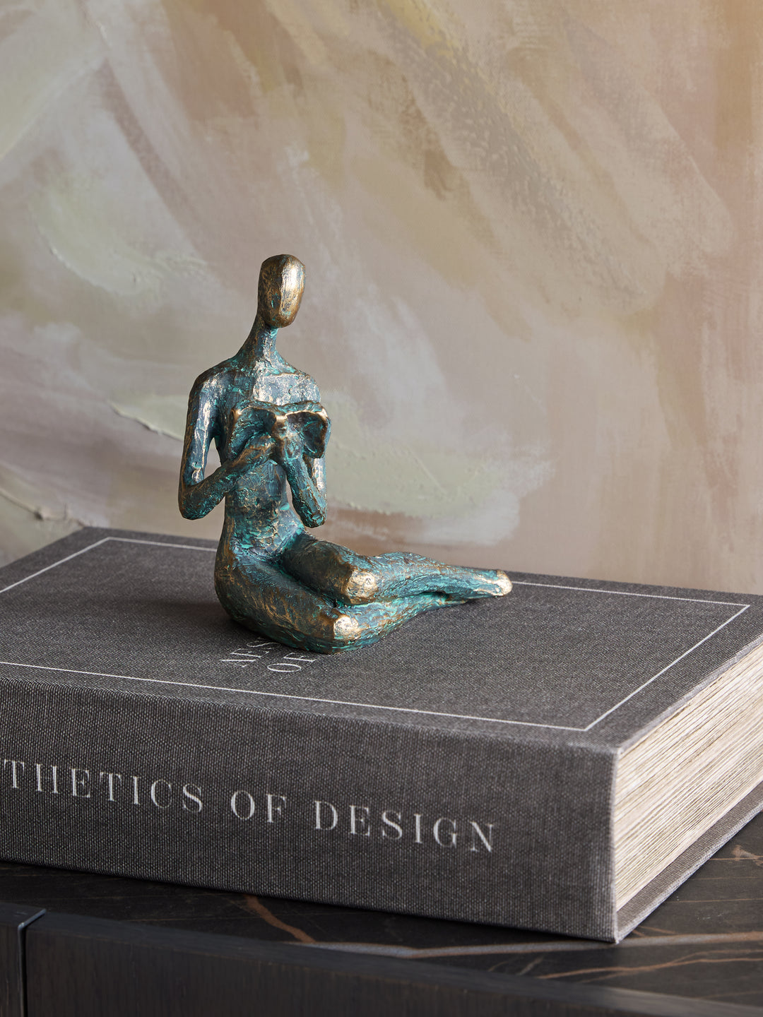 Reading Woman Verdigris Sculpture