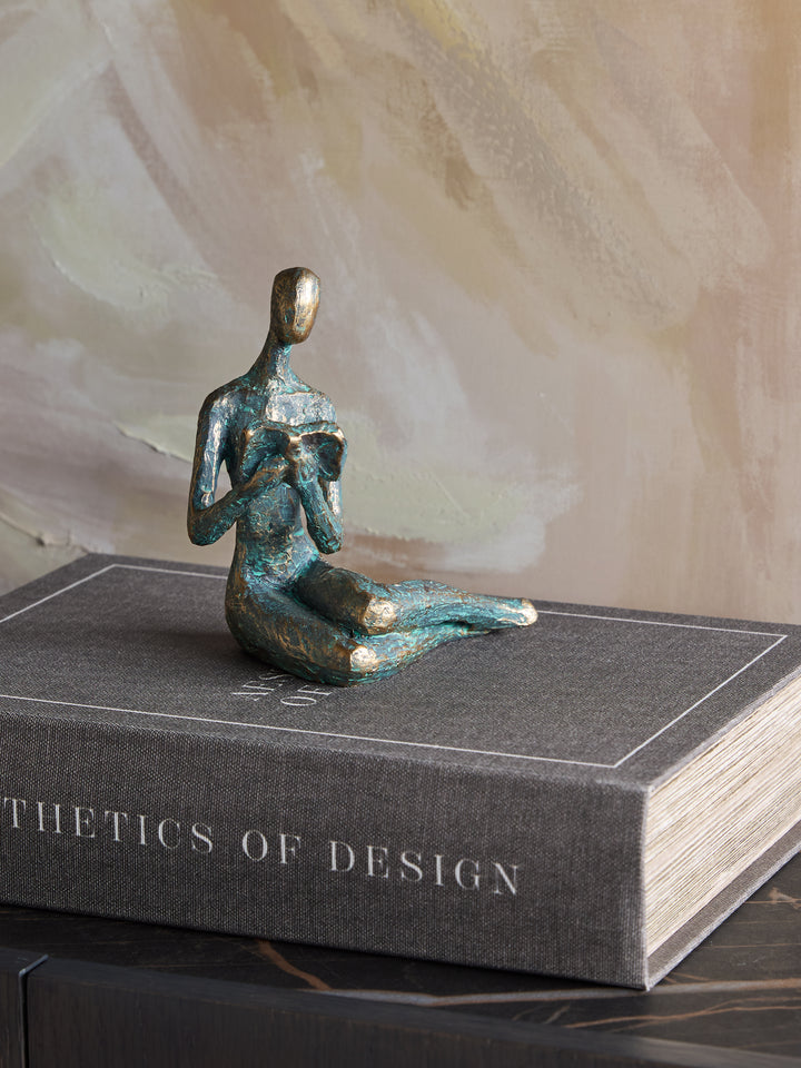 Reading Woman Verdigris Sculpture