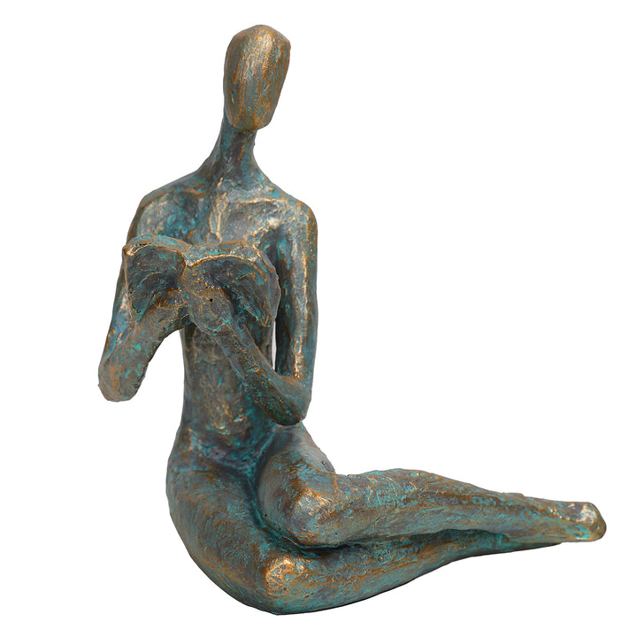 Reading Woman Verdigris Sculpture