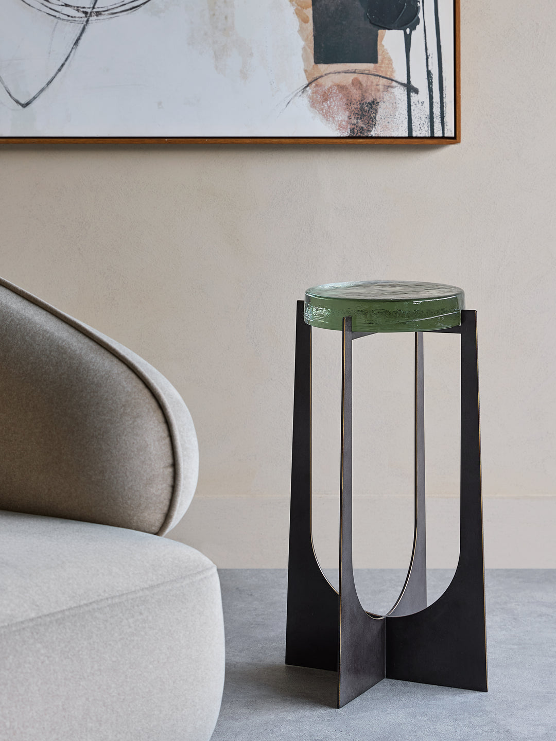 Glenthorpe Brick Glass Accent Table