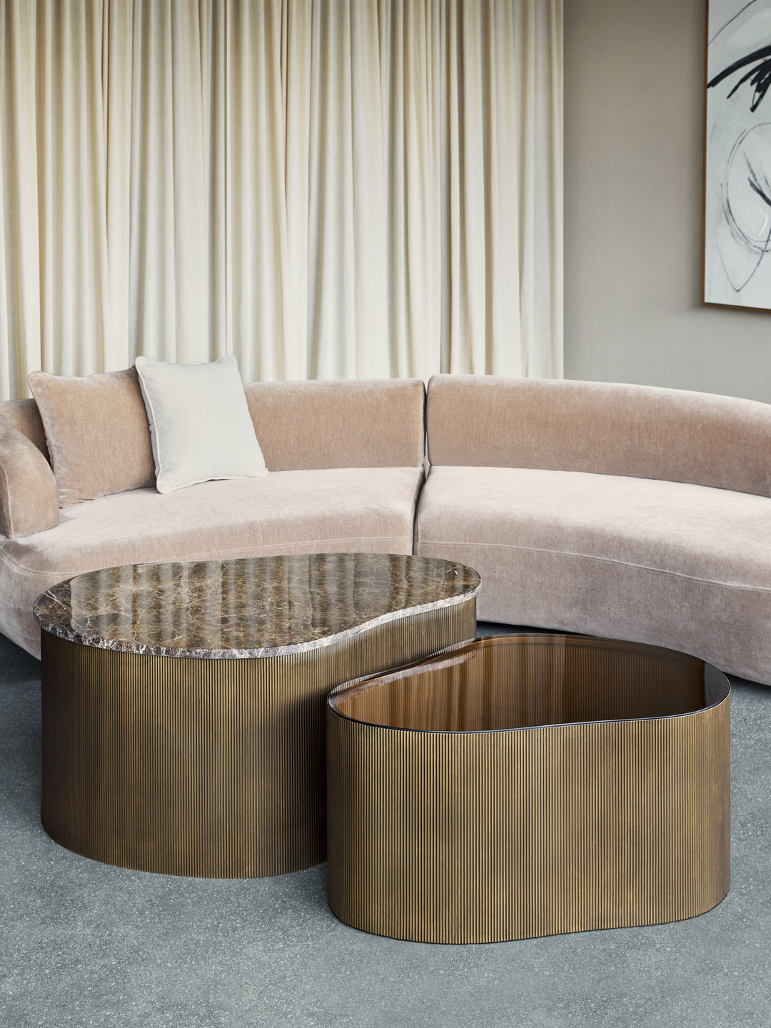 Cloud Marble & Glass Set of 2 Coffee Tables