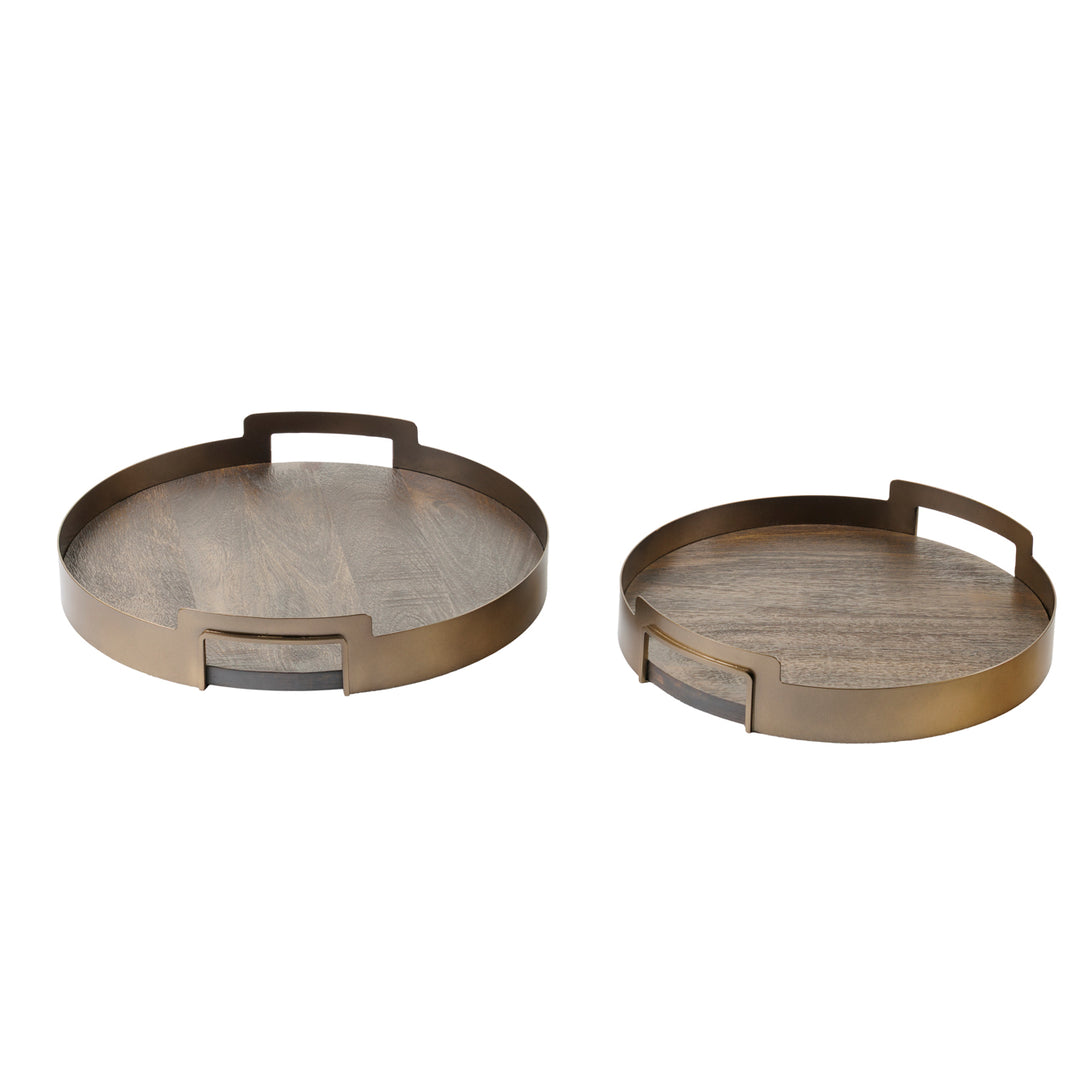 Shibui Mango Wood & Smoked Gold Trays Set of 2