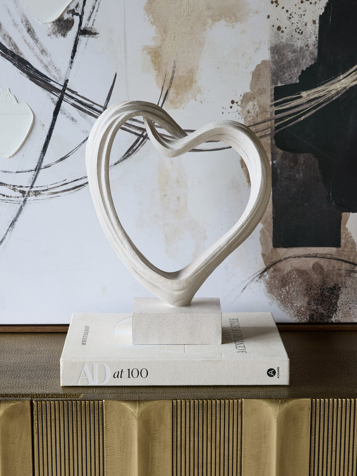 Aven White Sculpted Heart