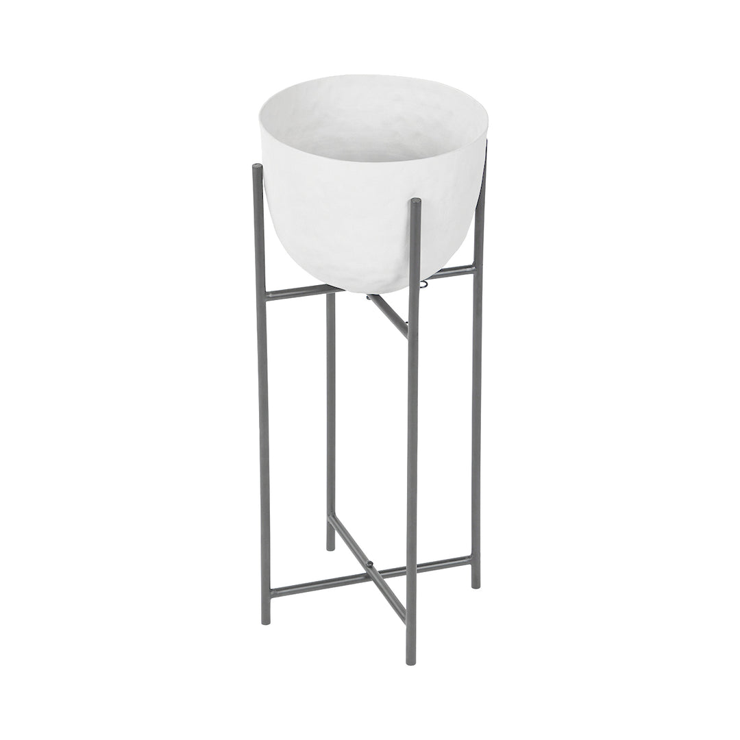 Samui White Stonewash Planter on Stand Small 55cm