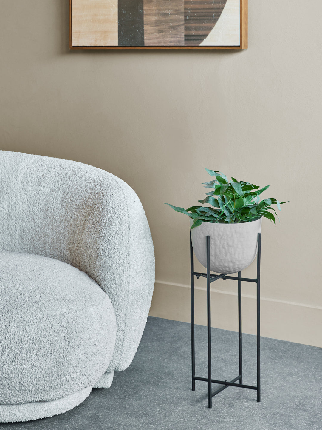 Samui White Stonewash Planter on Stand Small 55cm