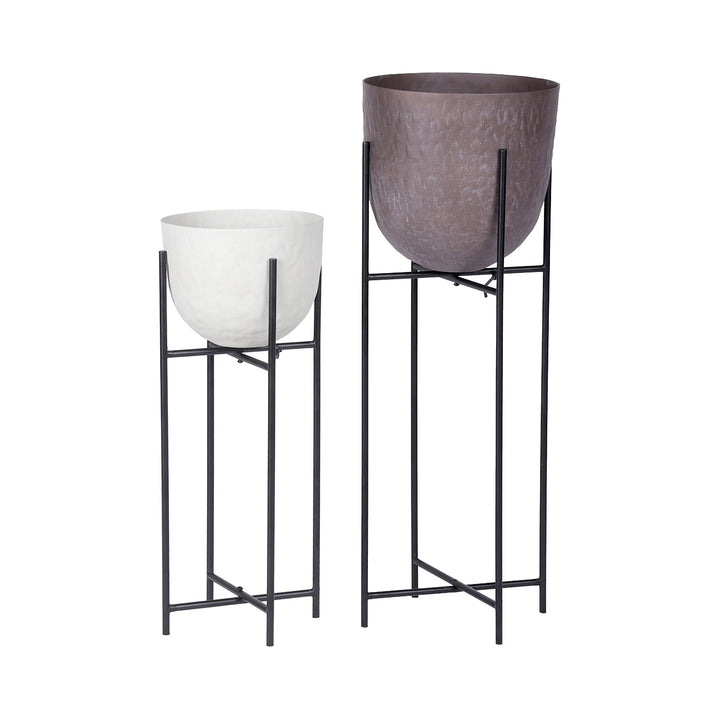 Samui White Stonewash Planter on Stand Small 55cm