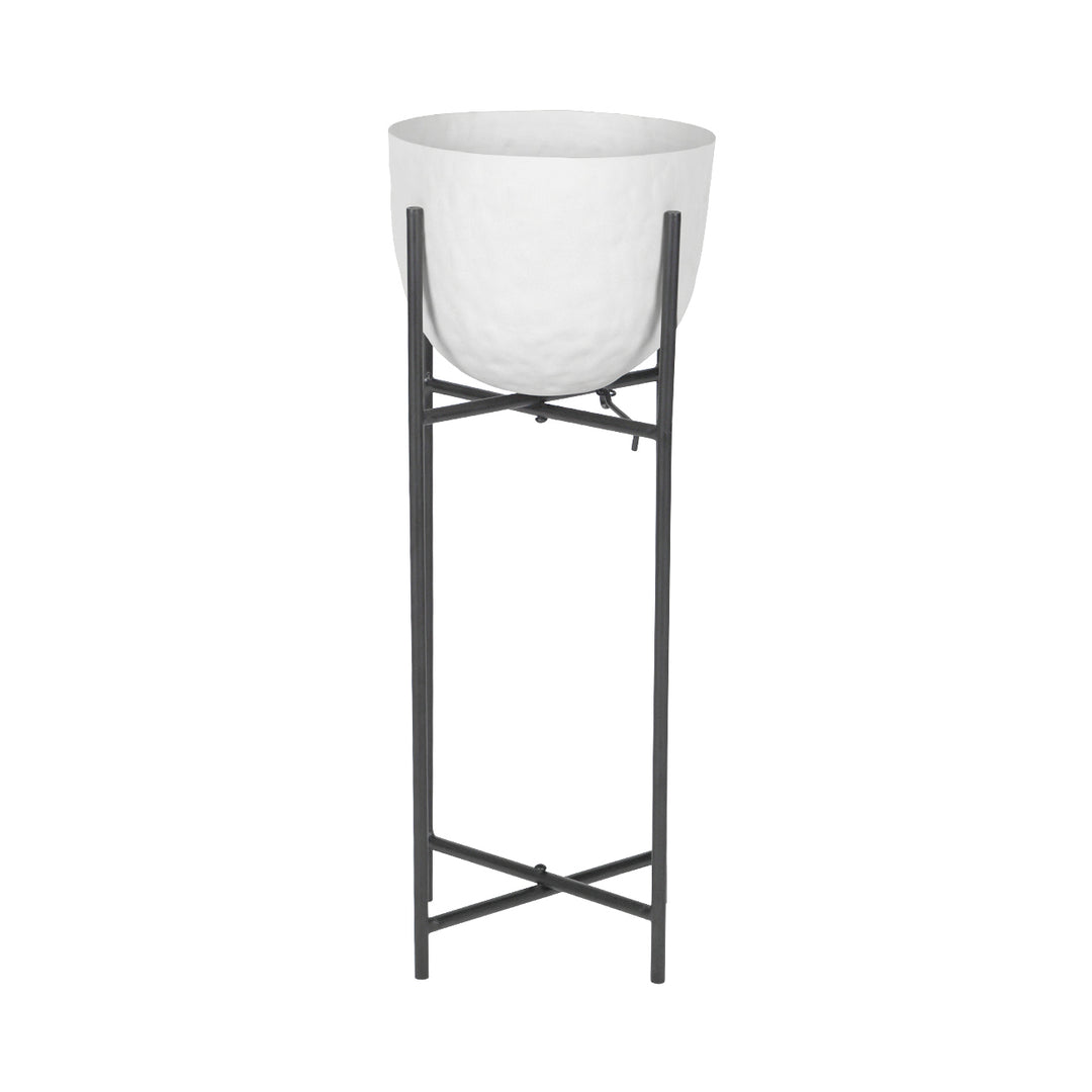 Samui White Stonewash Planter on Stand Small 55cm