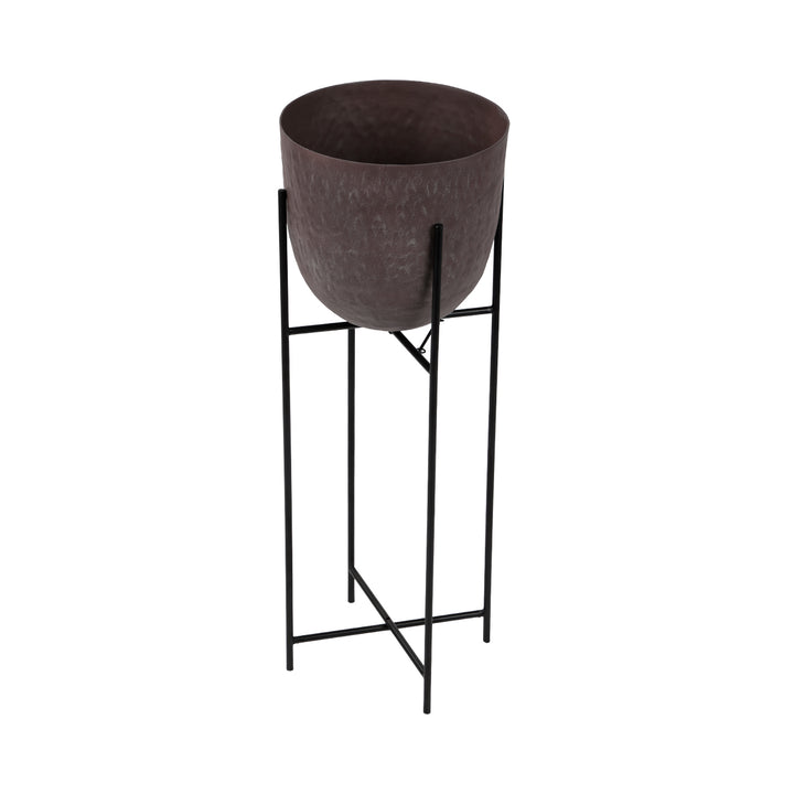 Samui Brown Stonewash Planter on Stand Tall 73cm