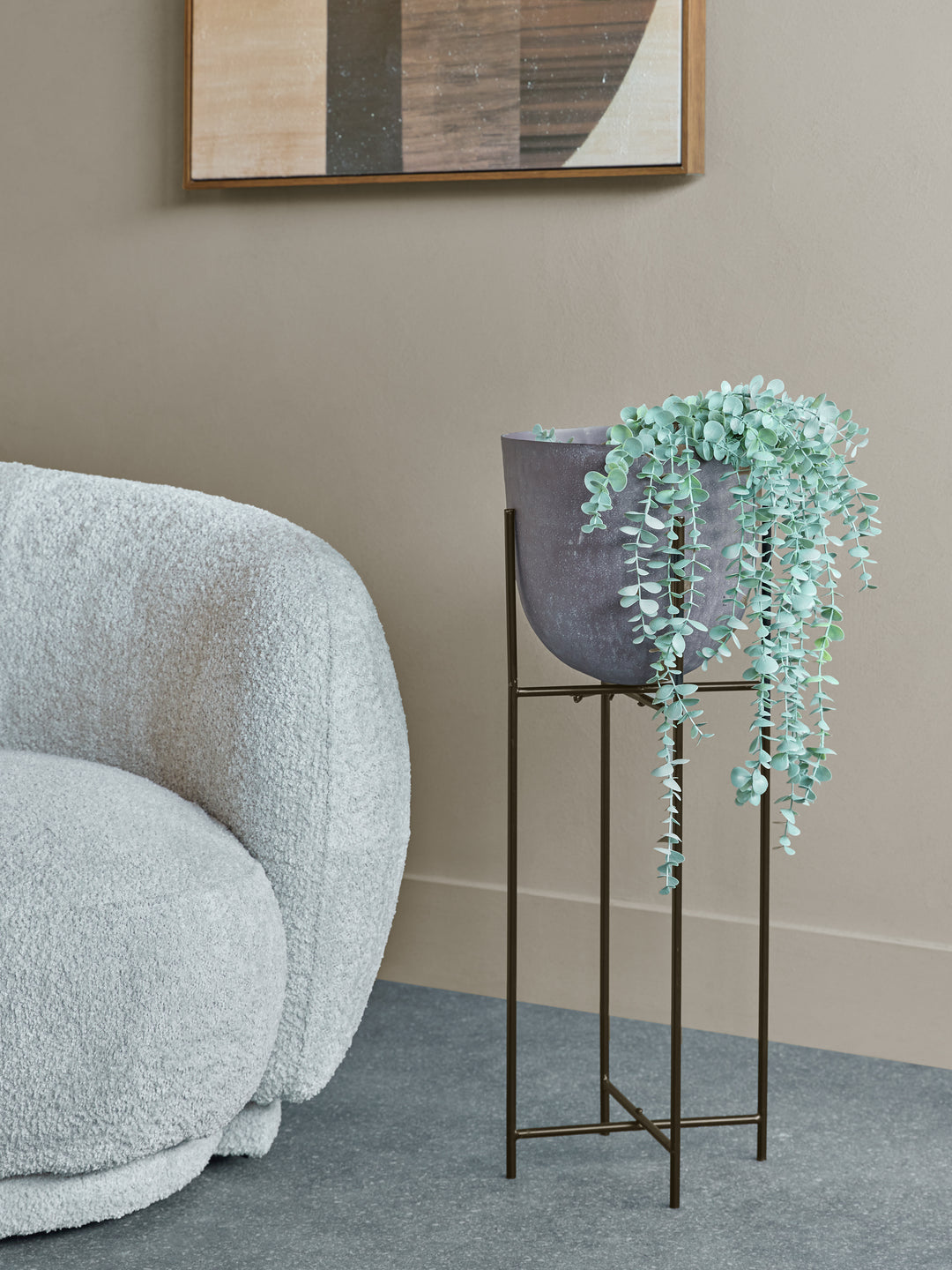 Samui Brown Stonewash Planter on Stand Tall 73cm