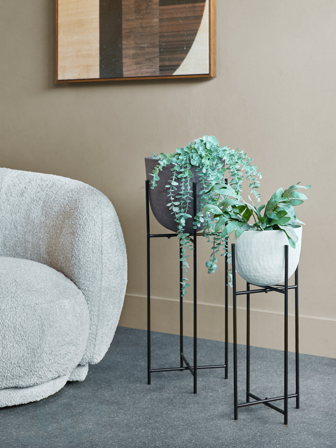 Samui Brown Stonewash Planter on Stand Tall 73cm